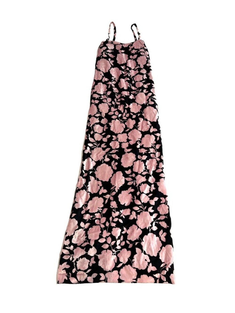 Versus Versace Vintage 1997 Velvet Slip Dress in Black/Pink Floral